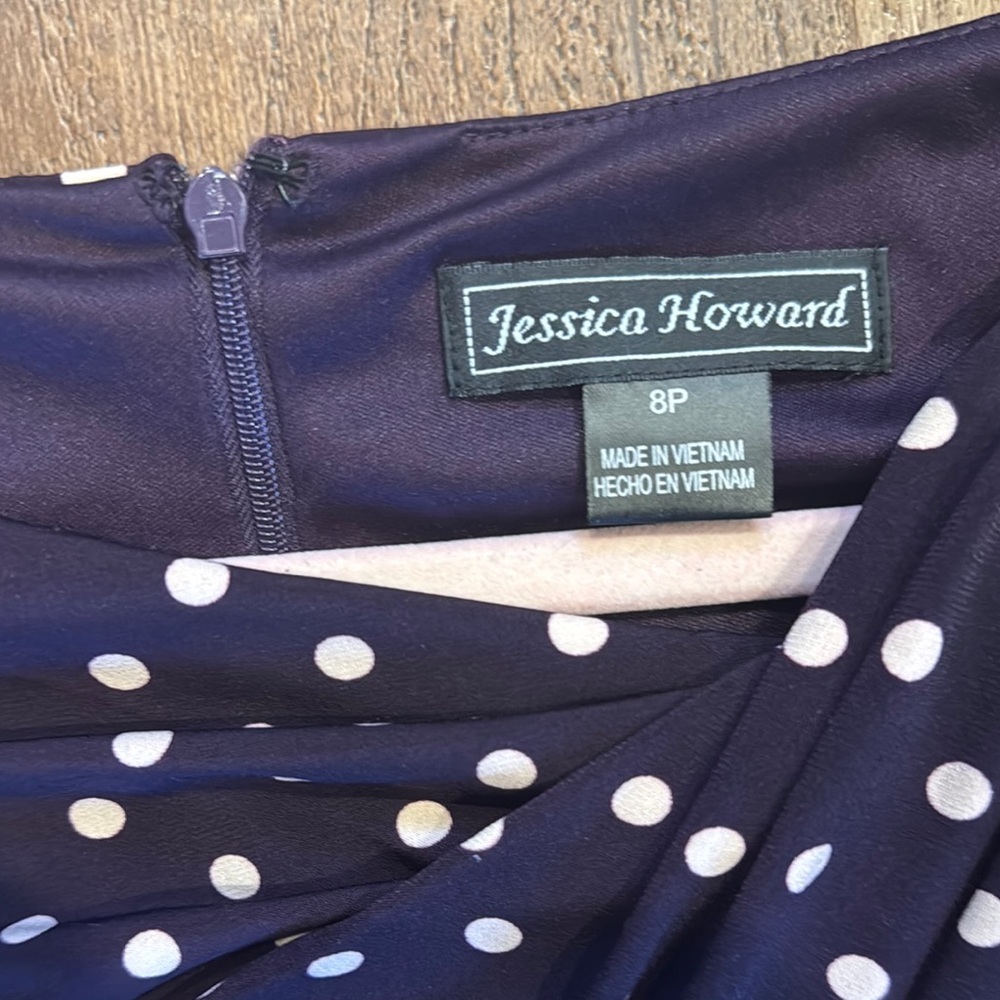 Jessica Howard Purple Polkadot Dress Size 8p - Picture 3 of 8